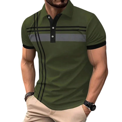 Men's Geometric Stripe Polo Shirt