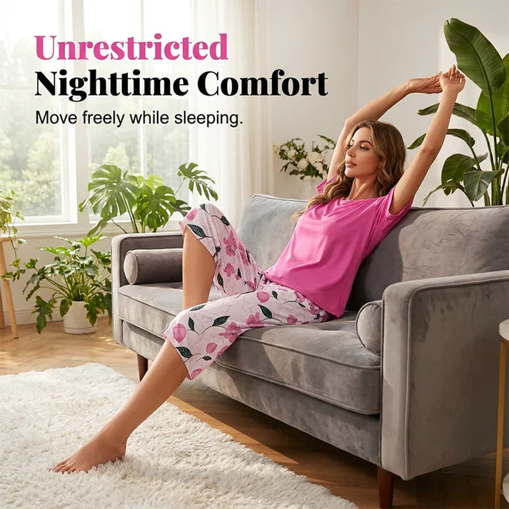 Women's 2-Piece Short-Sleeve Top and Pants Lounge Set