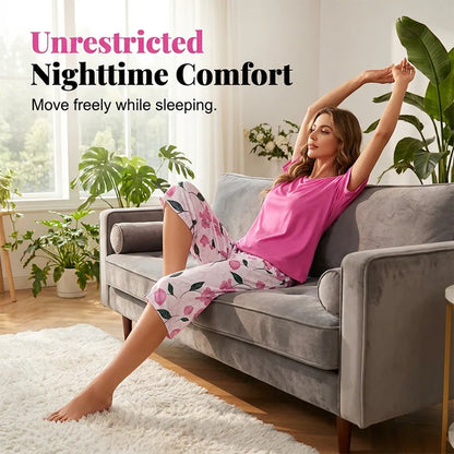 Women's 2-Piece Short-Sleeve Top and Pants Lounge Set
