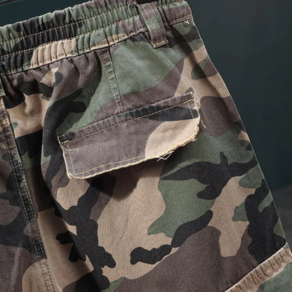 Men’s Distressed Camo Cargo Shorts