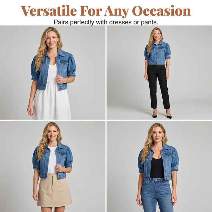 Women's Puff Sleeve Denim Jacket