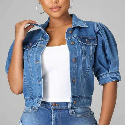Women's Puff Sleeve Denim Jacket
