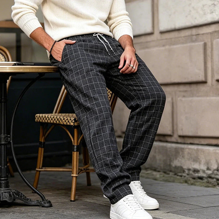 Men's Plaid Drawstring Pants