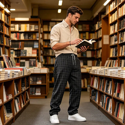Men's Plaid Drawstring Pants