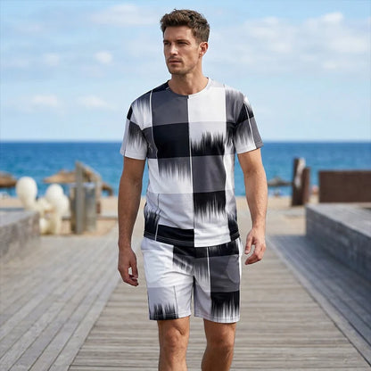 Men's Abstract Print Short Set