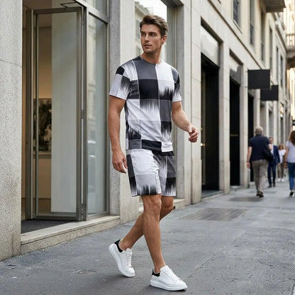 Men's Abstract Print Short Set