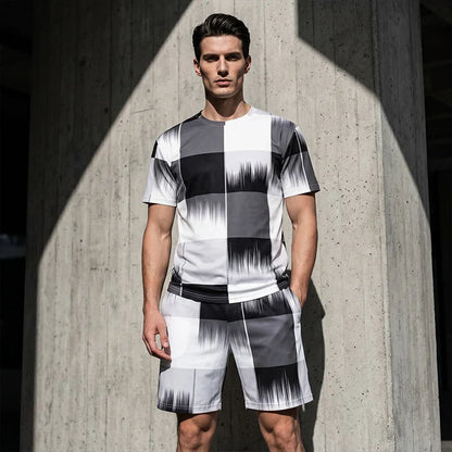 Men's Abstract Print Short Set