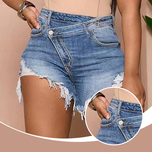 Women's Asymmetrical Waist Denim Shorts