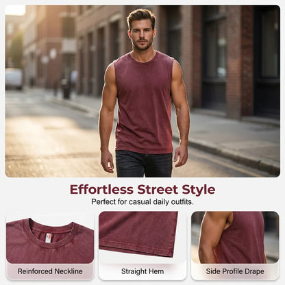 Men's Acid-Wash Sleeveless Tank Top