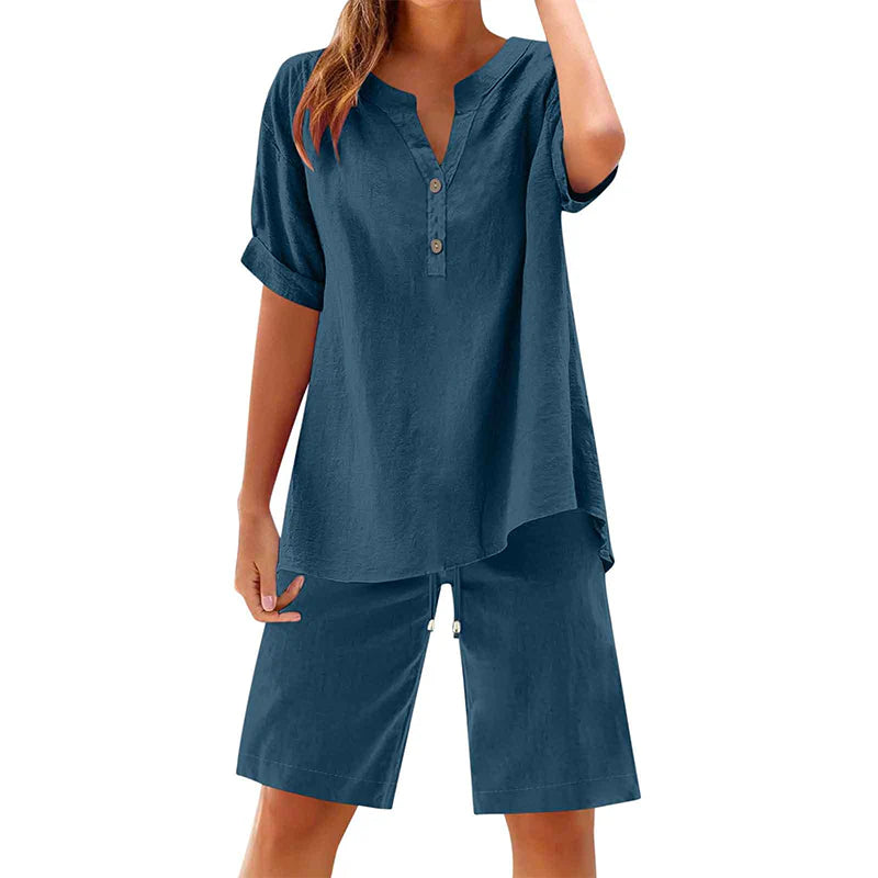 Women's Relaxed Linen Blend Lounge Set