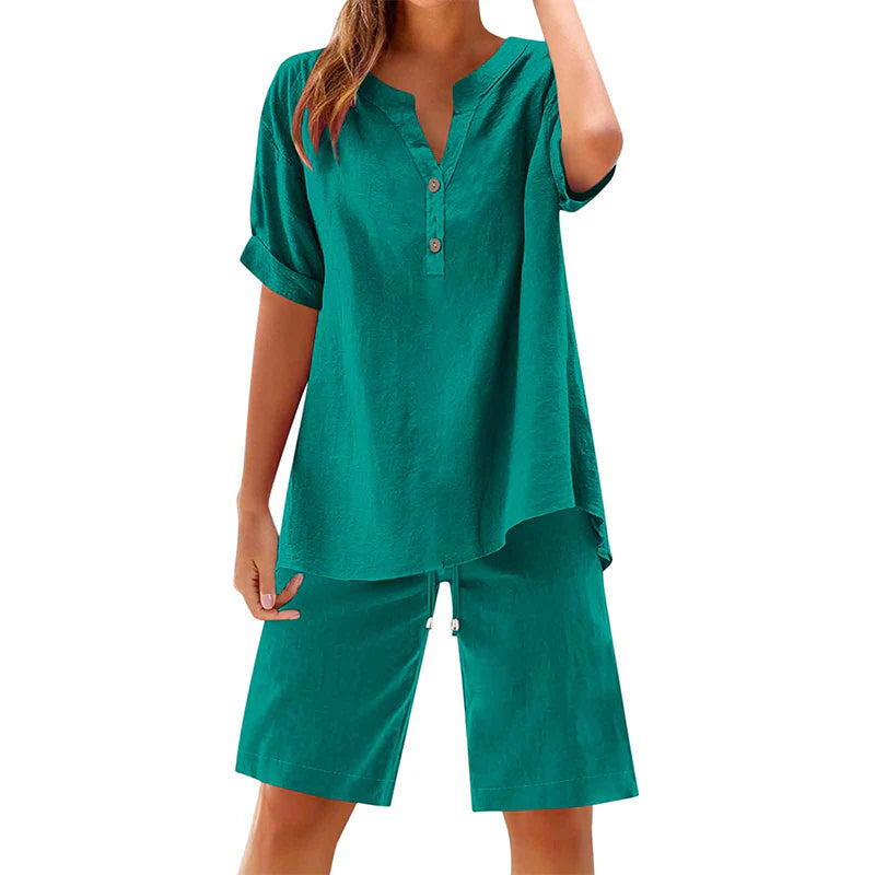 Women's Relaxed Linen Blend Lounge Set