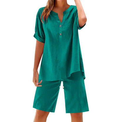 Women's Relaxed Linen Blend Lounge Set