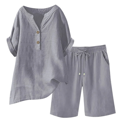 Women's Relaxed Linen Blend Lounge Set