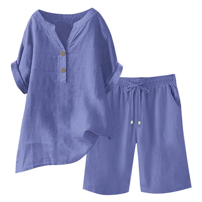 Women's Relaxed Linen Blend Lounge Set