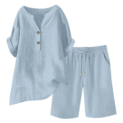 Women's Relaxed Linen Blend Lounge Set