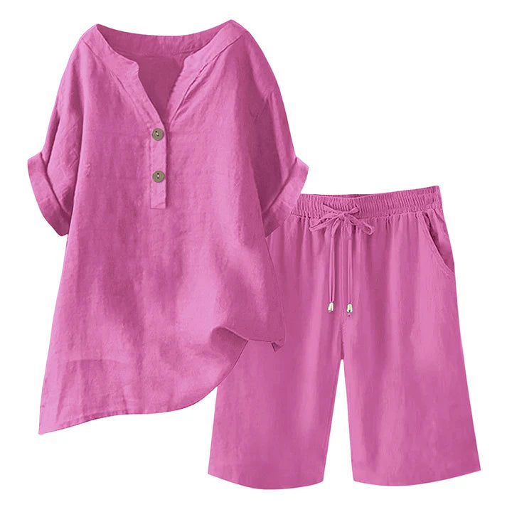 Women's Relaxed Linen Blend Lounge Set