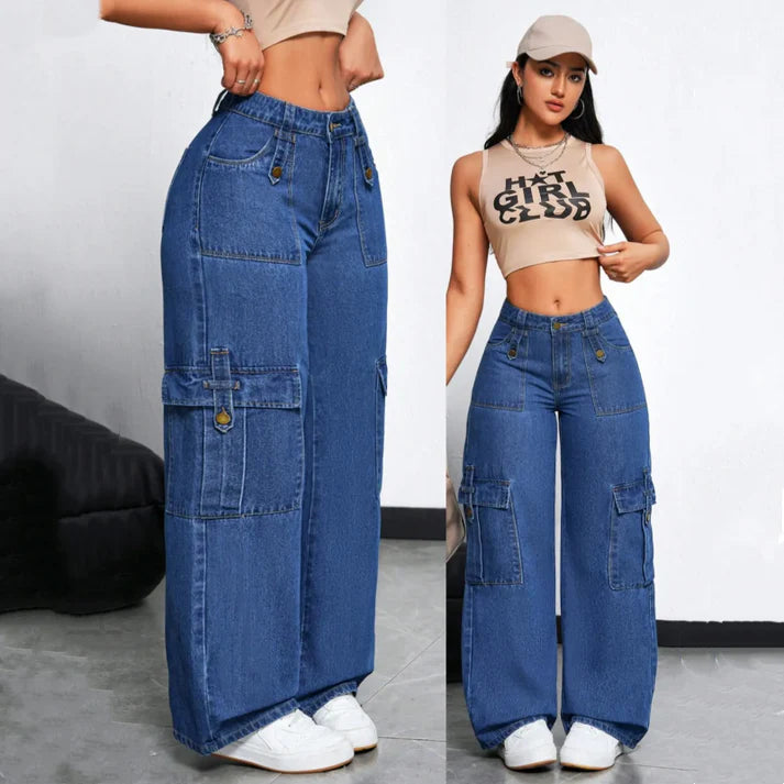 Women's High-Rise Wide-Leg Cargo Jeans