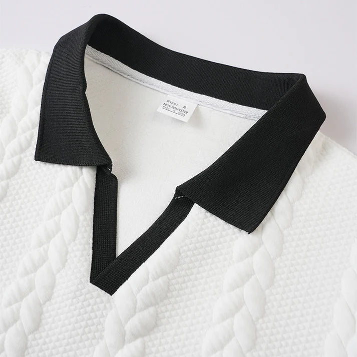 Men's Textured Knit Short Sleeve Polo Shirt