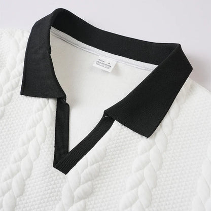 Men's Textured Knit Short Sleeve Polo Shirt