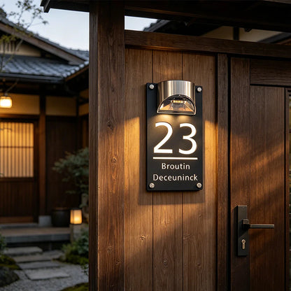 Solar LED Illuminated House Number Plaque