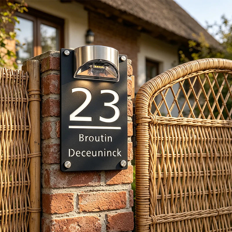 Solar LED Illuminated House Number Plaque