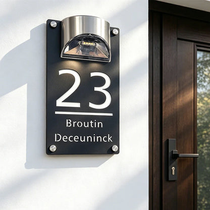 Solar LED Illuminated House Number Plaque