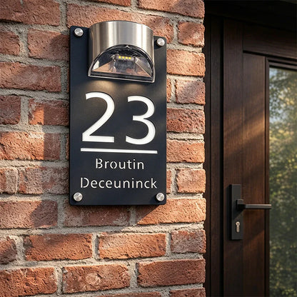 Solar LED Illuminated House Number Plaque