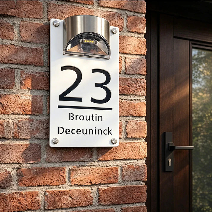Solar LED Illuminated House Number Plaque