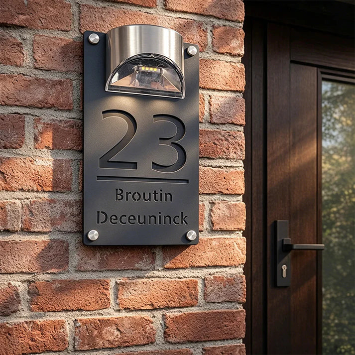 Solar LED Illuminated House Number Plaque