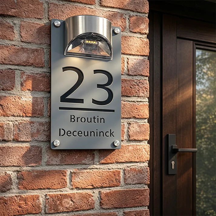 Solar LED Illuminated House Number Plaque