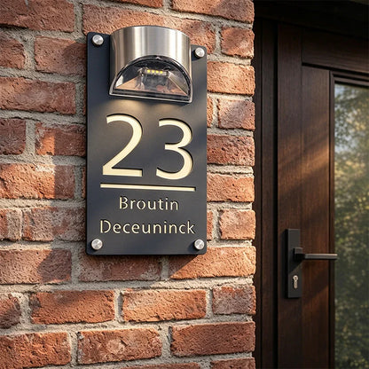 Solar LED Illuminated House Number Plaque