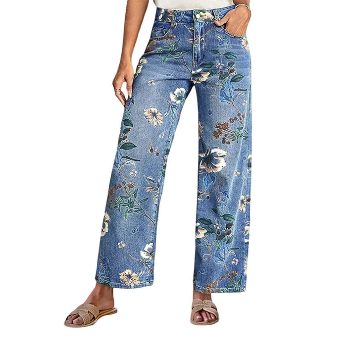 Women's Floral Wide-Leg Jeans
