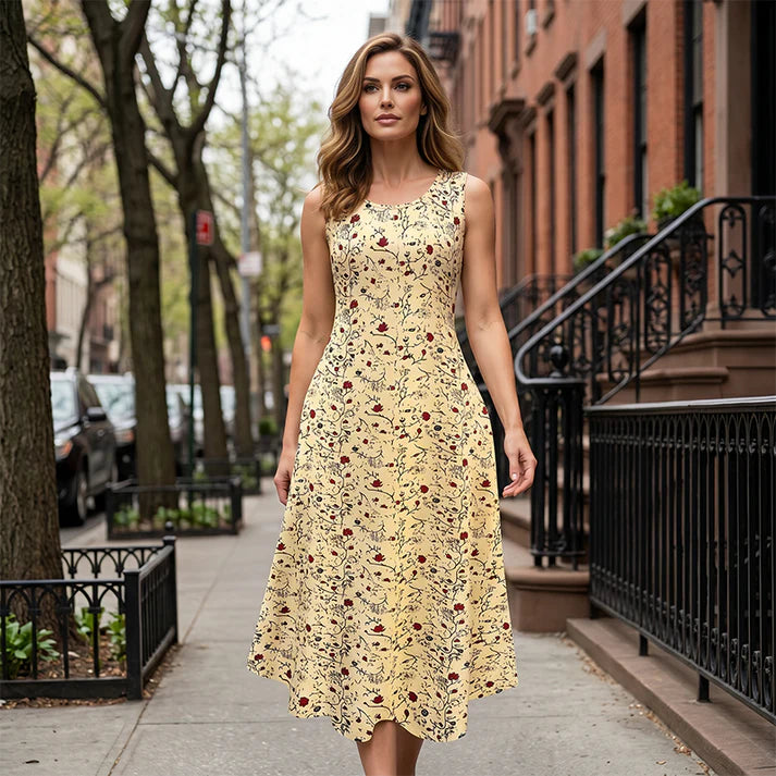 Women's Sleeveless Floral Print Maxi Dress