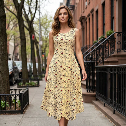 Women's Sleeveless Floral Print Maxi Dress