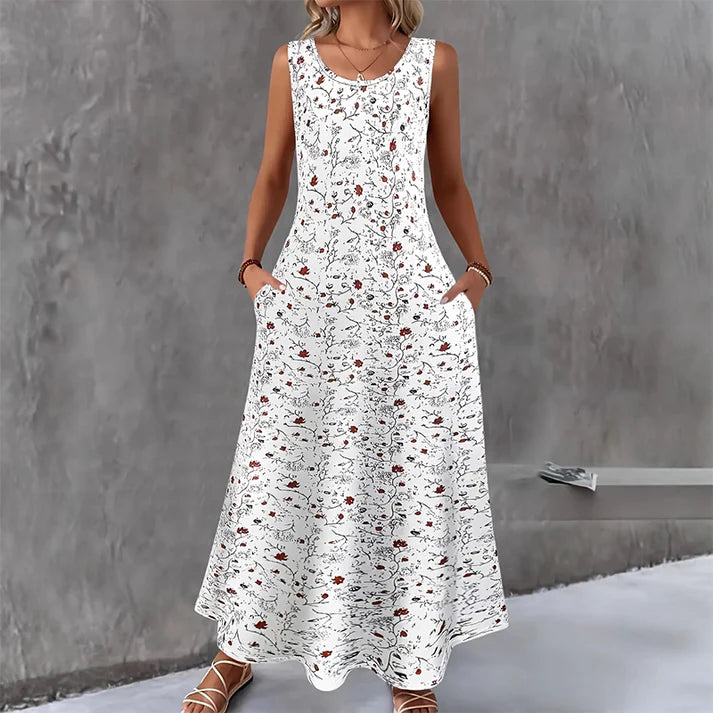 Women's Sleeveless Floral Print Maxi Dress
