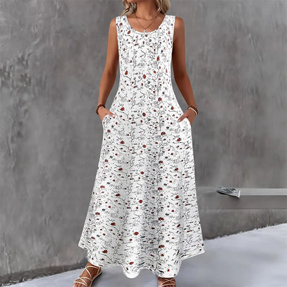 Women's Sleeveless Floral Print Maxi Dress