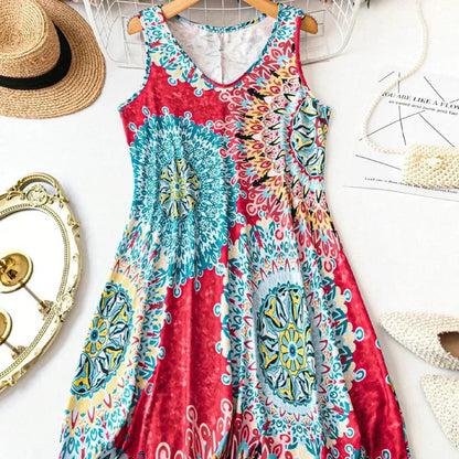 Women's Printed Sleeveless A-Line Dress