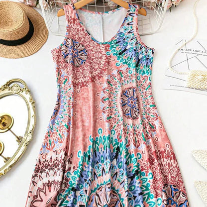 Women's Printed Sleeveless A-Line Dress