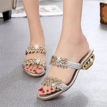 Women's Crystal Bloom Slide Sandals
