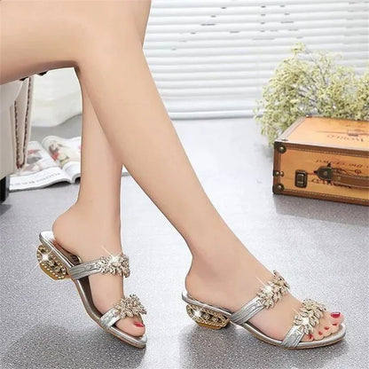Women's Crystal Bloom Slide Sandals