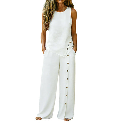 Women's Sleeveless Wide Leg Pants Set