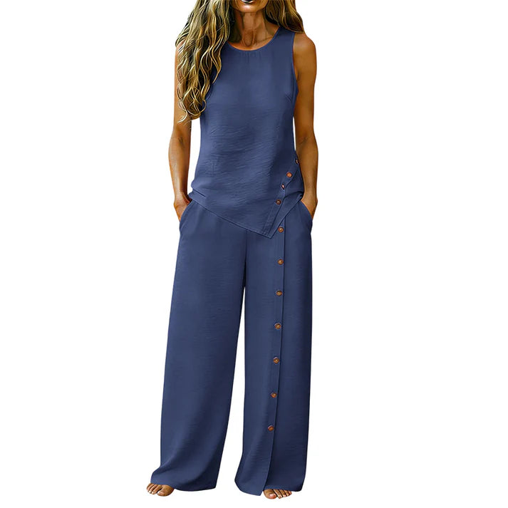 Women's Sleeveless Wide Leg Pants Set