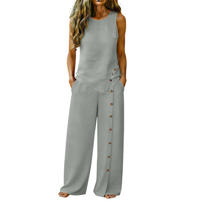 Women's Sleeveless Wide Leg Pants Set