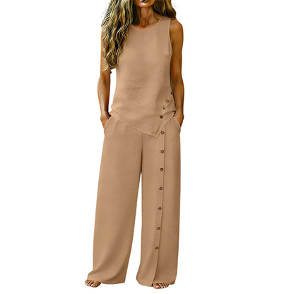 Women's Sleeveless Wide Leg Pants Set