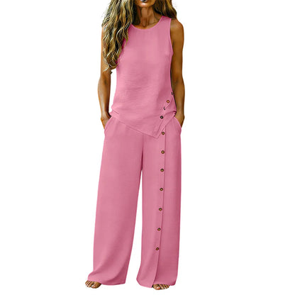 Women's Sleeveless Wide Leg Pants Set