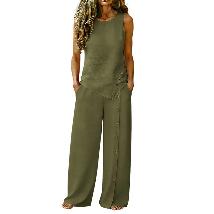 Women's Sleeveless Wide Leg Pants Set
