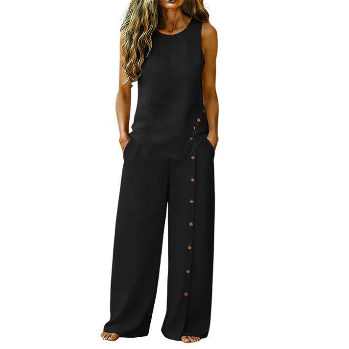 Women's Sleeveless Wide Leg Pants Set