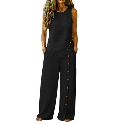 Women's Sleeveless Wide Leg Pants Set