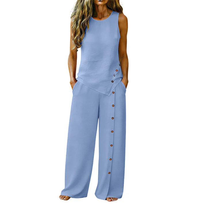 Women's Sleeveless Wide Leg Pants Set