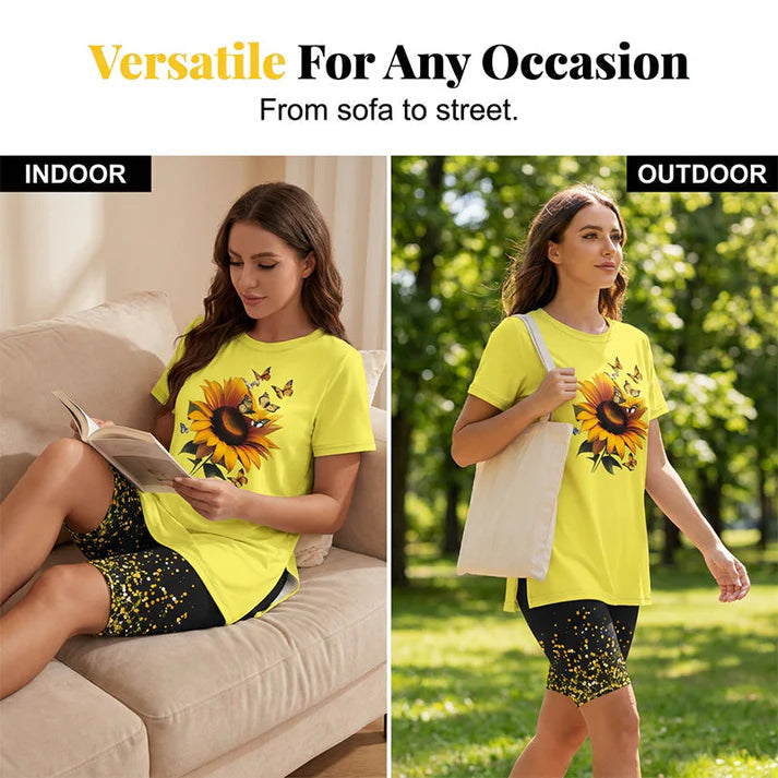 Women's Sunflower Print Lounge Set